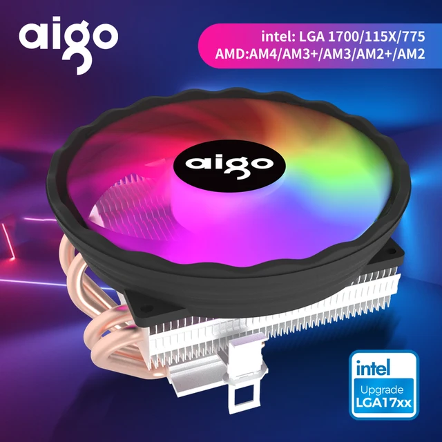 Aigo ICE400X 4 rurki chłodzące wentylator chłodzący procesor RGB 4pin PWM Wentylator obudowy komputera Cichy Intel LGA 1700 1200 1150 1151 AMD AM3 AM4