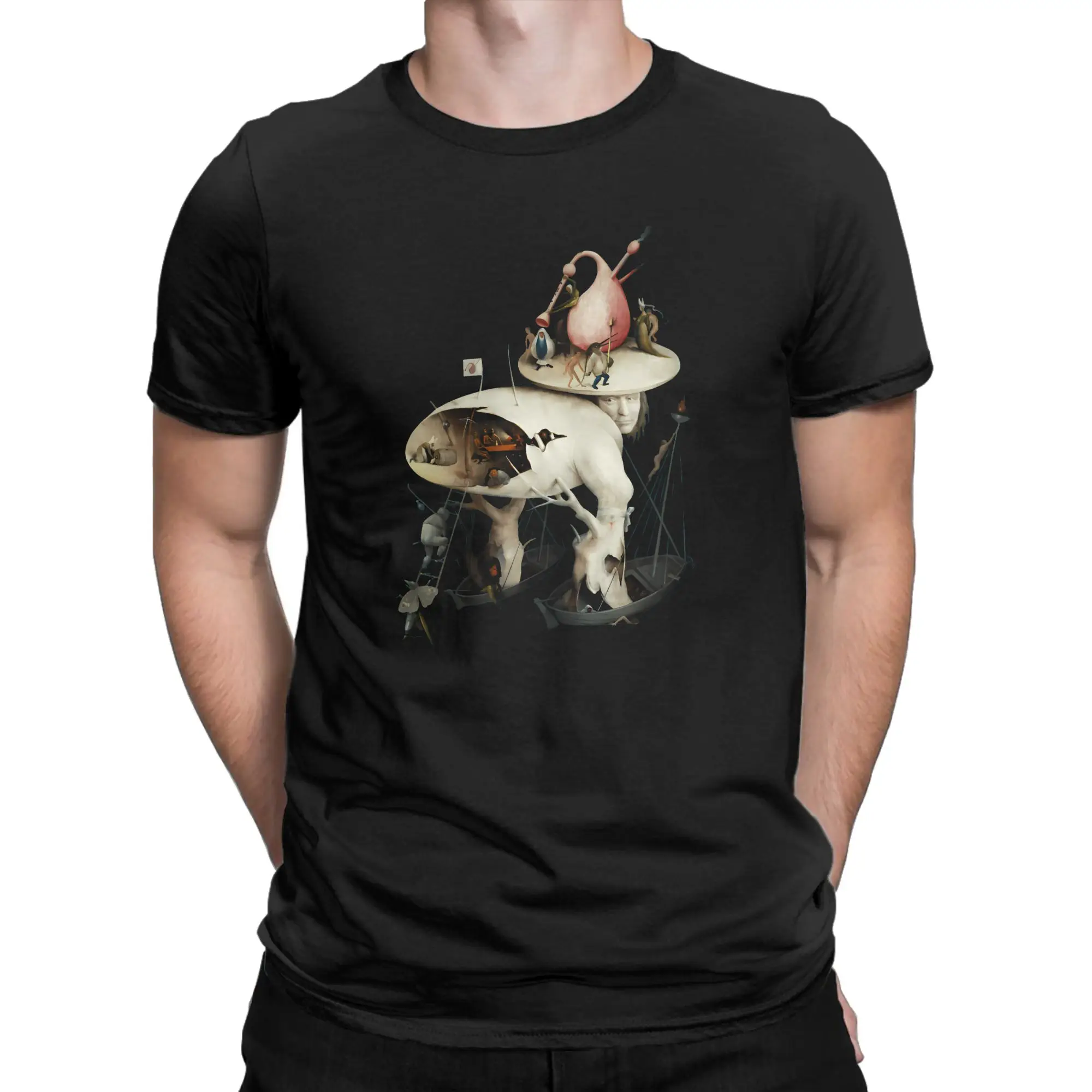 Graphic Printing Hieronymus Bosch Garden Of Earthly Delights Hell Creature T Shirt For Unisex  Pure Cotton T-shirts Short Sleeve