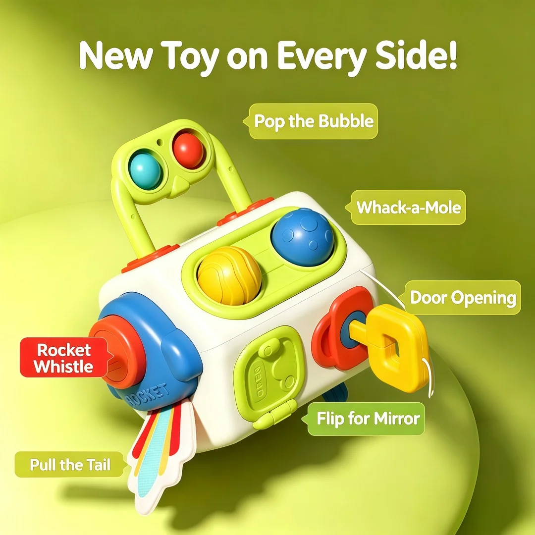 Montessori Busy Cube Toy Toddler Sensory Activity Busy Board Early Learning Educational Travel Toy Fine Motor Skills Kids Gift