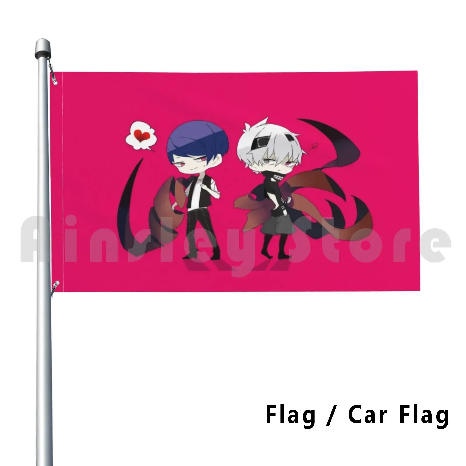 Ken Kaneki & Touka Kirishima Illustration-Tokyo Ghoul Flag Car Flag Funny Anime Ken Kaneki Tokyo Ghoul