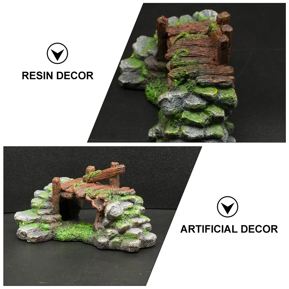 

1Pcs Emulation Moss Bridge Resin Fish Tank Decoration Aquarium Ornament Fake Mountain Landscape Decor Natural Underwater Supply