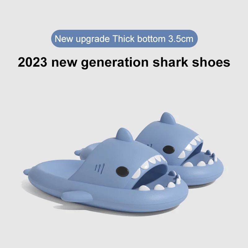 Shevalues Lovely Shark Slippers Women Men Fashion Shark Beach Sandals Bathroom Anti-skid Slippers Couple House Flats Slippers