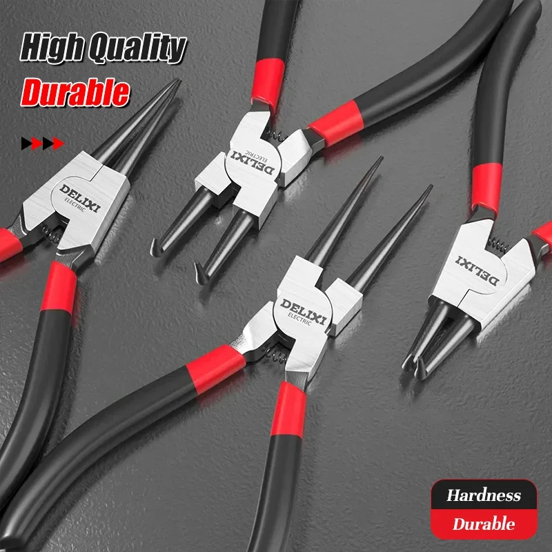 

Щипцы для обжимных колец, щипцы для обжима стопорных колец, инструмент для внутренней и внешней установки, заостренный отверстие, внешняя кривизна