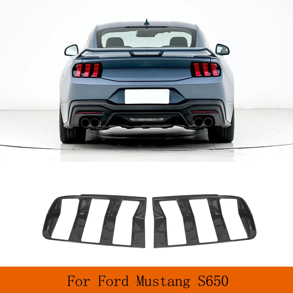 Car Rear Taillight Frame Trim Cover Prepreg Glossy Dry Carbon Fiber Rear Light Cover Trim for Ford Mustang S650 No for GT