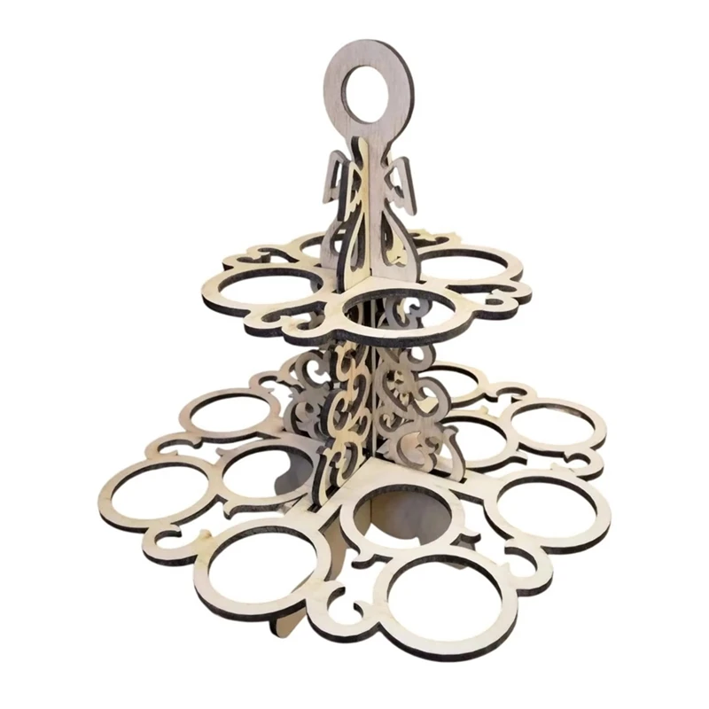 IALJ-بيض عيد الفصح رف حامل قابلة لإعادة الاستخدام زخرفة تخزين 2 الطبقة رف عرض الخشب للمطبخ سطح المكتب كونترتوب