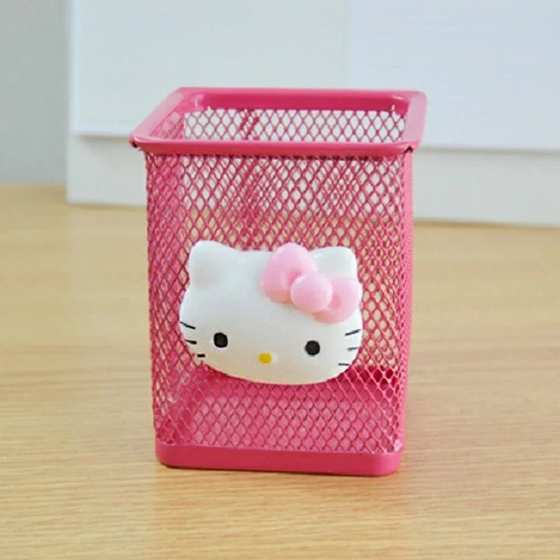 Hello Kitty Pen Holder Metal Hollow Students School Supplies Desktop Storage Stationery Multifunctional Wire Cute Mesh Portable