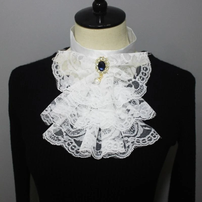 5asd Victorian Neck Collar Cosplay Aksesori Vampir Punk Ruffled Lace Collar
