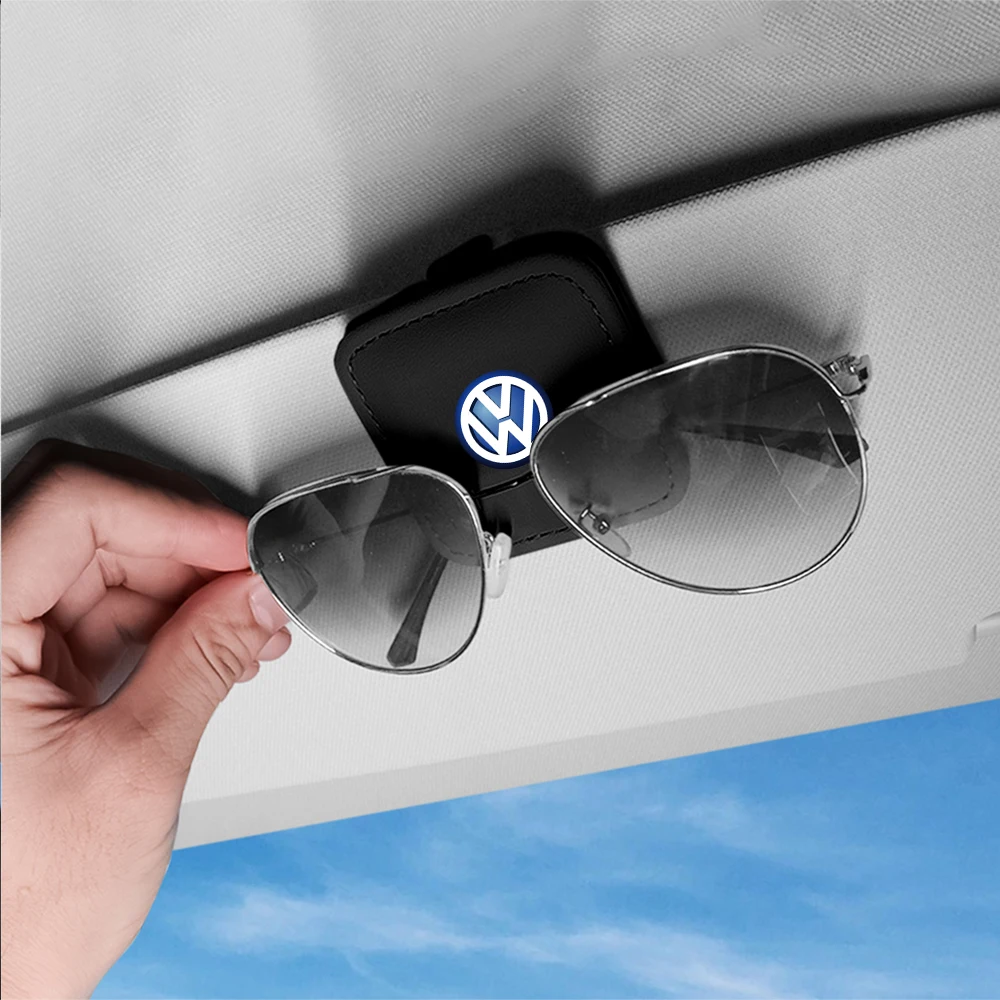 Car Glasses Holder Sun Visor Sunglasses Clip Card Holders Stand Case Auto Accessories For Volkswagen R line Tiguan Touareg Polo