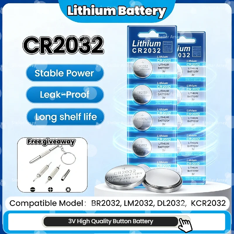

CR2032 3V Lithium Battery Also Known As ECR2032 BR2032 DL2032 for Car Remote Control Calculator Key Fob Watch Toy
