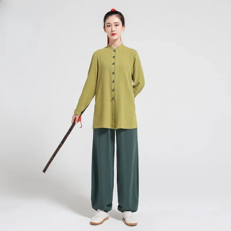 

Tai Chi Uniform Women Cotton and Linen Thick Martial Arts Performance Clothing Chinese Style Multicolor Elegant Wushu Clothes