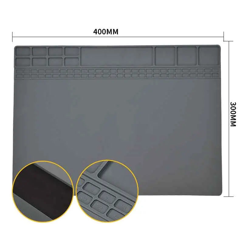 

TE-611 400MMx300MM Silicone Pad Heat Insulation Working Mat High Temperature Resistant Anti-corrosion Magnetic Pad Repair Tools
