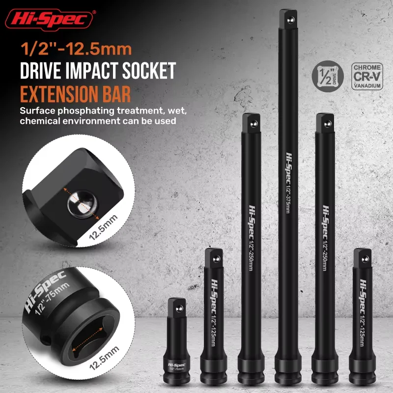 Barra de extensión de llave neumática de enchufe de impacto de 1/2 "de alta especificación, poste de manga 1/2, herramientas de reparación de automóviles, barra de extensión de llave neumática