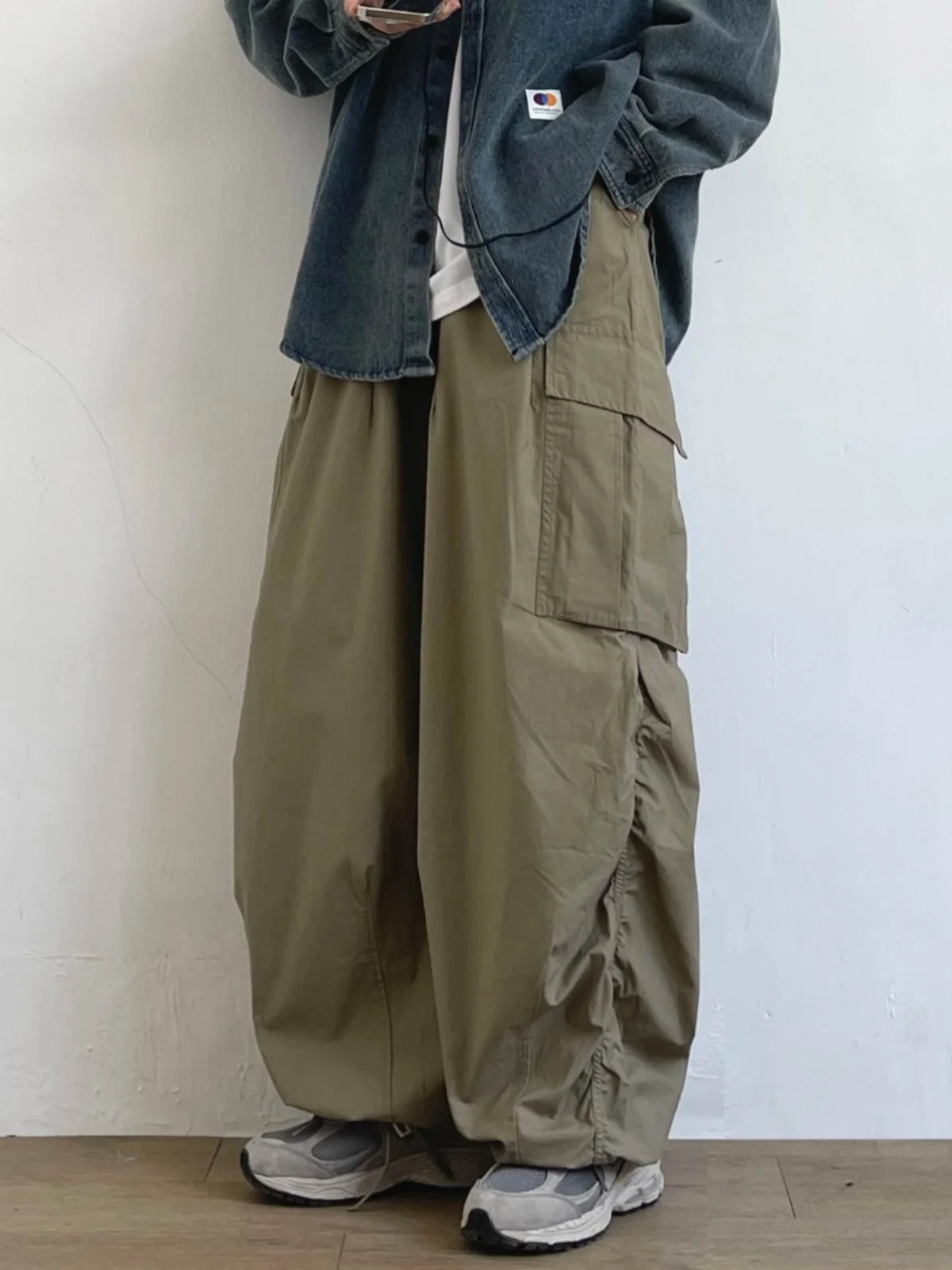 

y Japanese Sle Retro Paratrooper Work Pants Men's Casual Loose Straight Leg Wide Leg Pants All Match Long Pants