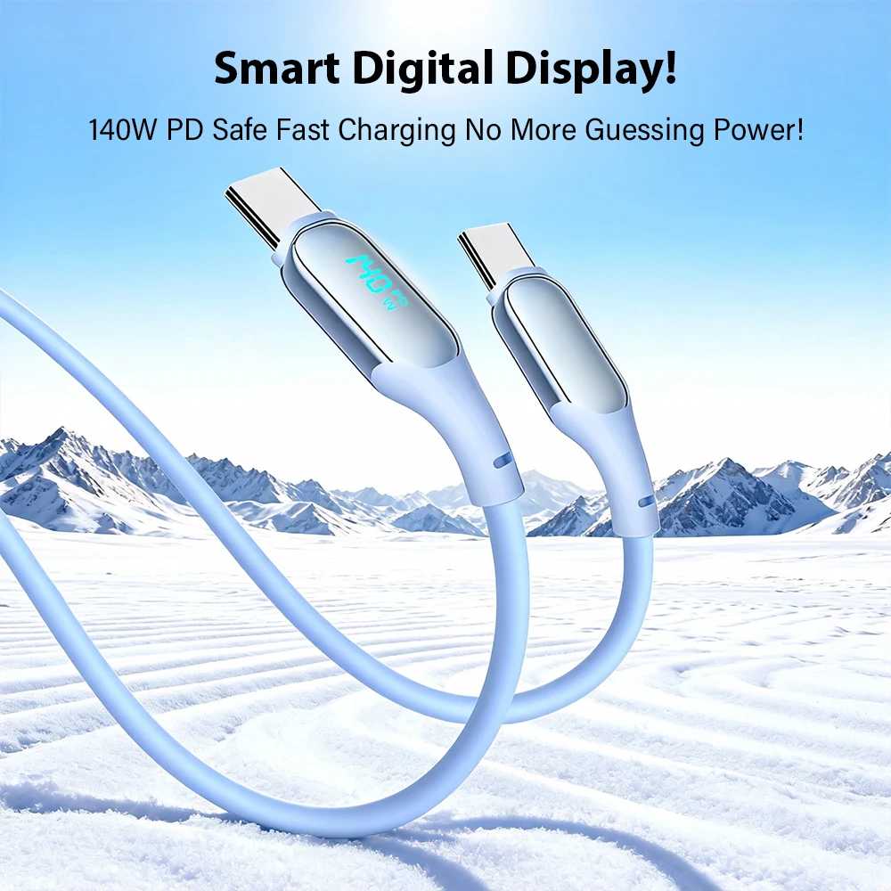 

Кабель для быстрой зарядки Super Type-C с цифровым дисплеем в реальном времени, 140 Вт/100 Вт/66 Вт, совместимый с iPhone 17, Xiaomi, Huawei, поддерживает PD