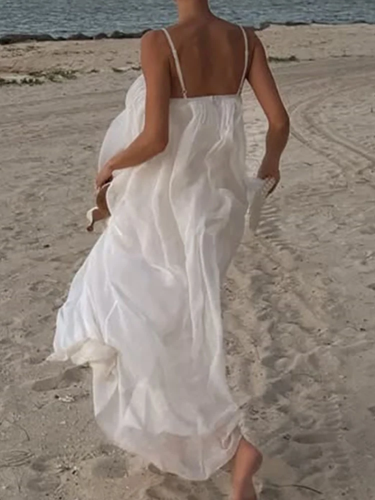 Geplooide Jurk Vrouwen Zomer Diepe V-hals Zoete Mouwloze Effen Dames Feestjurk Kant Sexy Vakantie Streetwear Dropshipping