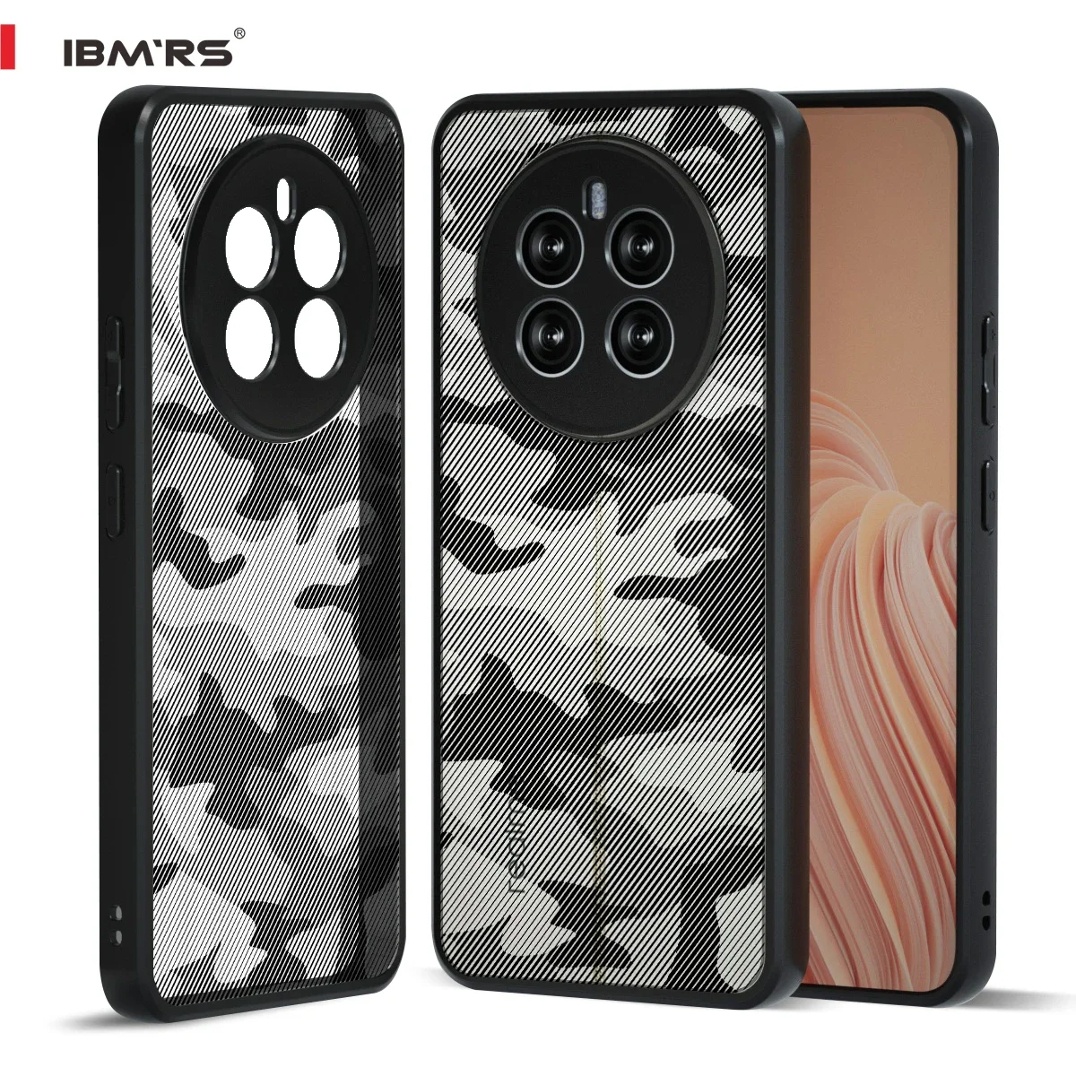 for Realme 12+ 5G Case, Prevents Accidental Drops Non-Slip Anti-Yellowing Camo Transparent Phone Cover