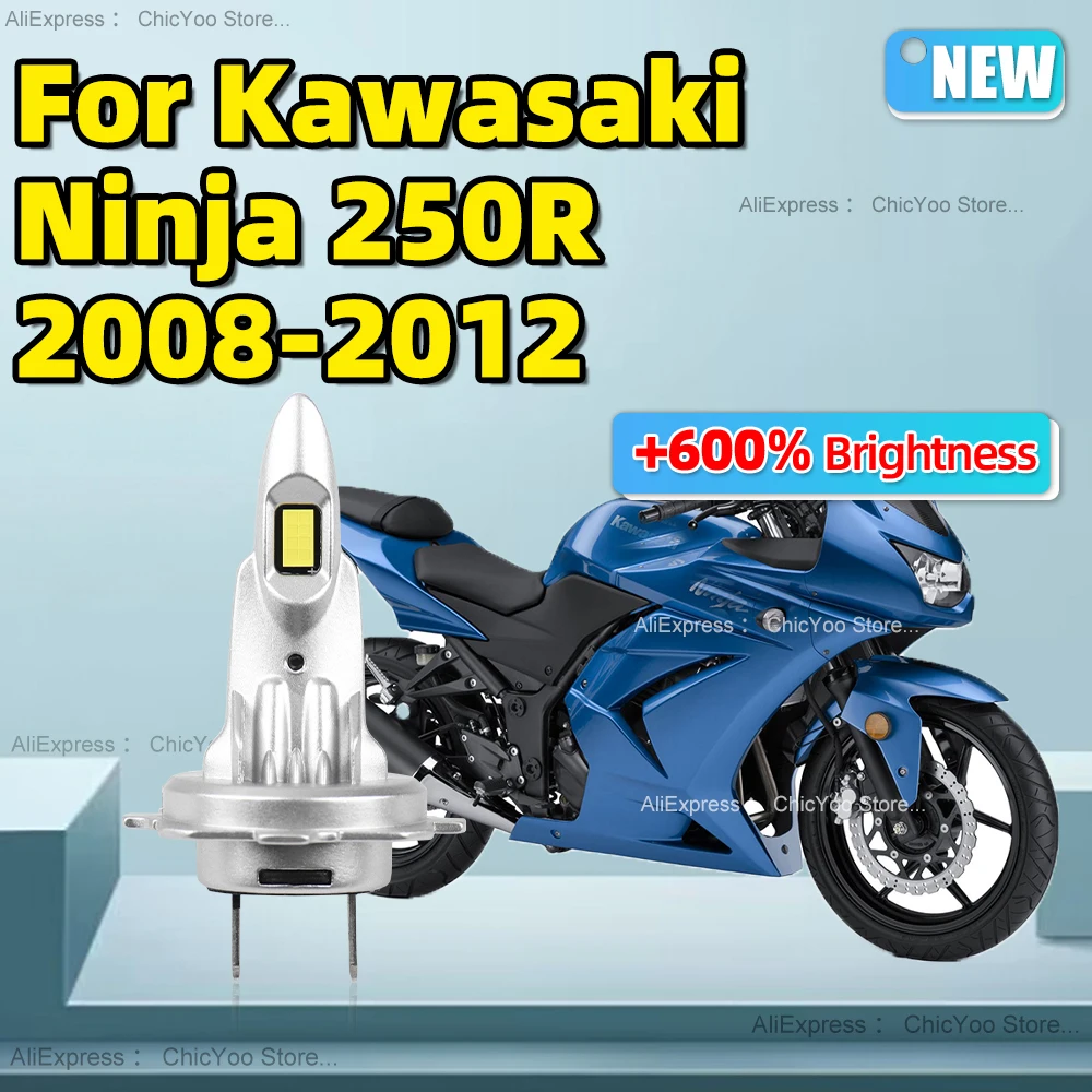 1Pcs Motorcycle H7 LED Headlight Bulb Mini Wireless 60W 6000K CSP Chip For Kawasaki Ninja 250R 2008 2009 2010 2011 2012