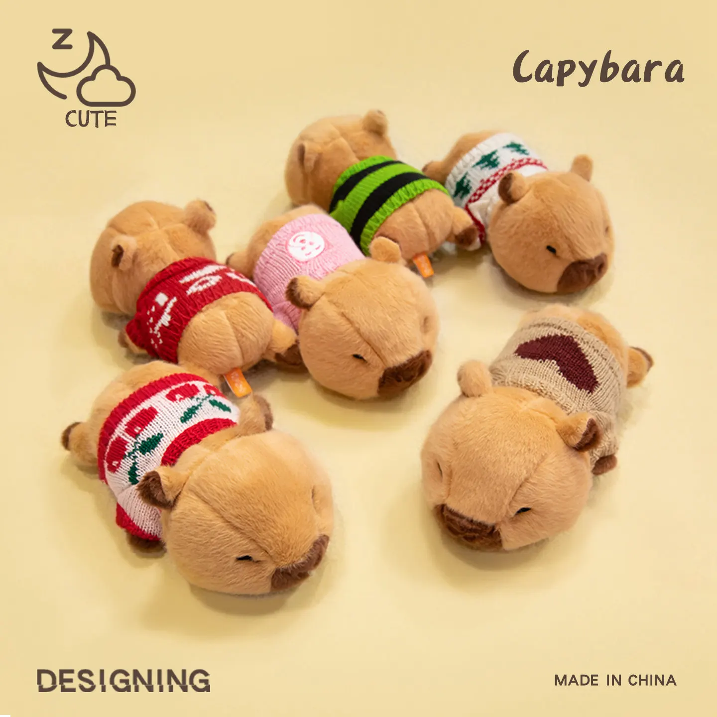 

Kapiba плюшевые игрушки Kawaii капибара в свитерах настольные украшения для сна успокаивающие куклы подарки на день рождения