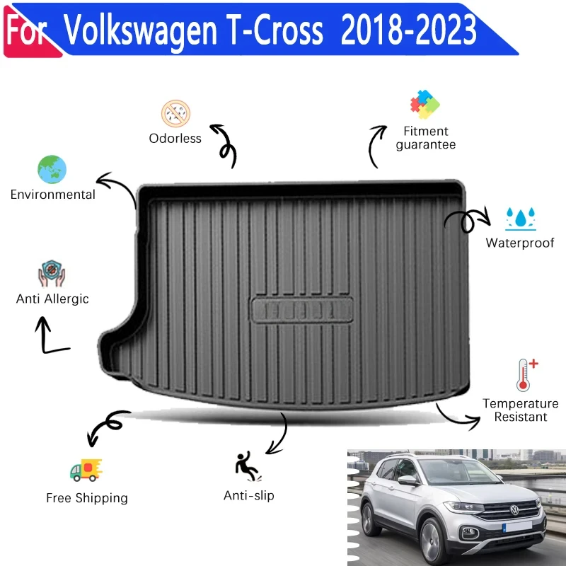 

Car Trunk Mat for VW Volkswagen T Cross Taigun 2018~2023 Easy Clean Auto Rear Cargo Tray Trunk Mat Car Accessories Anti-Slip Pad