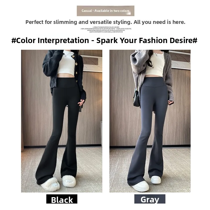High Waist Thickened Fleece Yoga Pants Women's Spring Autumn New Style Shark Mouth Pants Slimming Leggings Nine Points Pants