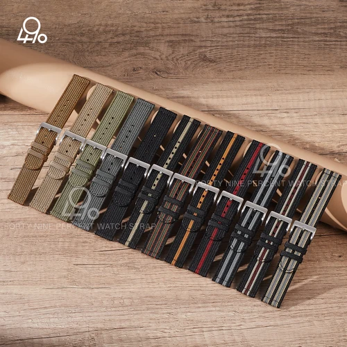 Imagen 2 del producto Correa de reloj de tela de liberación rápida de 18/19/20mm, pulseras para hombre de 21/22/24mm, correa de reloj de nailon acanalado de dos piezas para relojes Seiko Omega