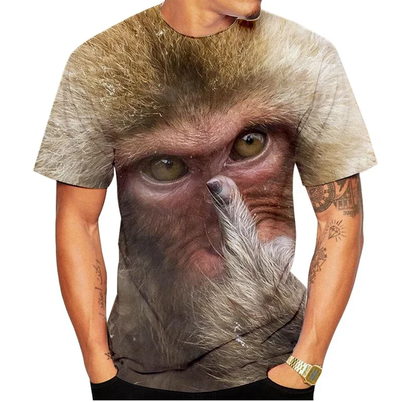 T-Shirt à Manches Courtes pour Homme et Enfant, Décontracté, Design 3D, Spoof Gorilla, Drôle, Singe, Poue, Impression 3D, Été