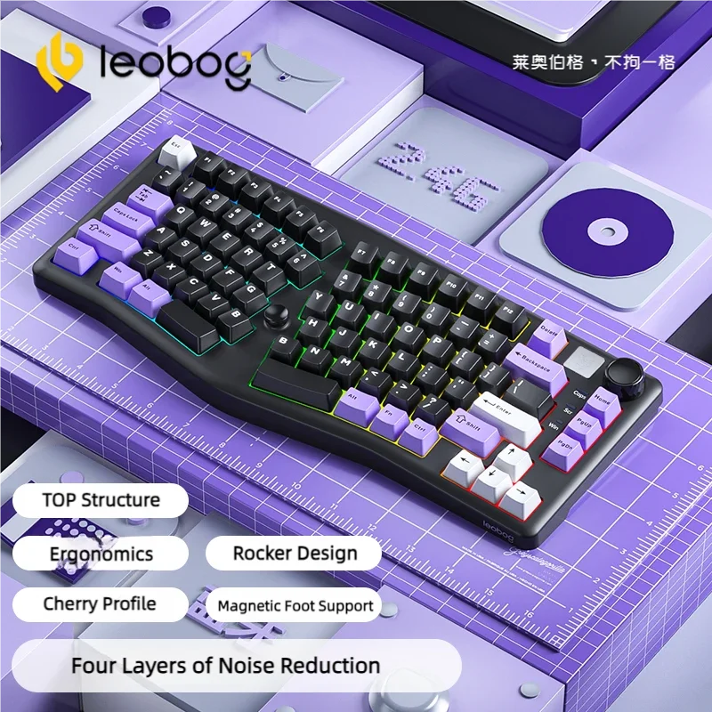 LEOBOG A75 Alice Keyboard Bluetooth/2.4G USB Dongle/Wired Connection TOP Structure Hot-swap Keyboard PBT Keycaps