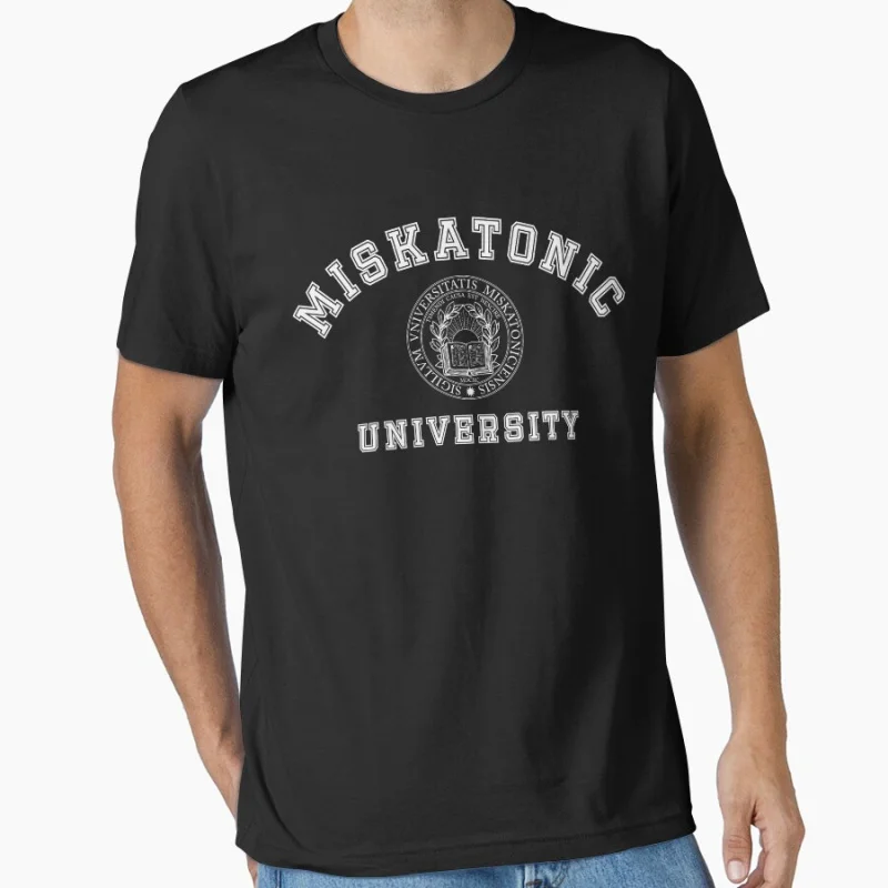 

Miskatonic University with Seal, light print Scary Halloween Gift T shirt Large size Tops Horror Cthulhu Scifi Print clothes