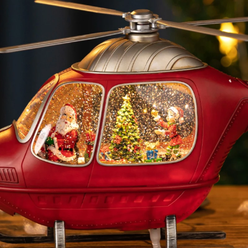 Train Helicopter Music Box Music Box Rotating Snow Crystal Ball