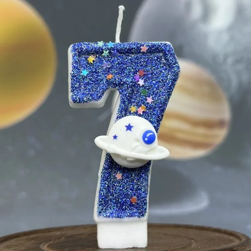 Numbers 0-9 Birthday Candle Spaceship Cake Decoration Candles for Party Commemoration Day Table Home Room Decor Accessories