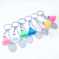 Colorful Badminton Racket Keychain Creative Sports Pendant Festival Gifts Keyrings for Women Men Car Key Holder Bag Accessories