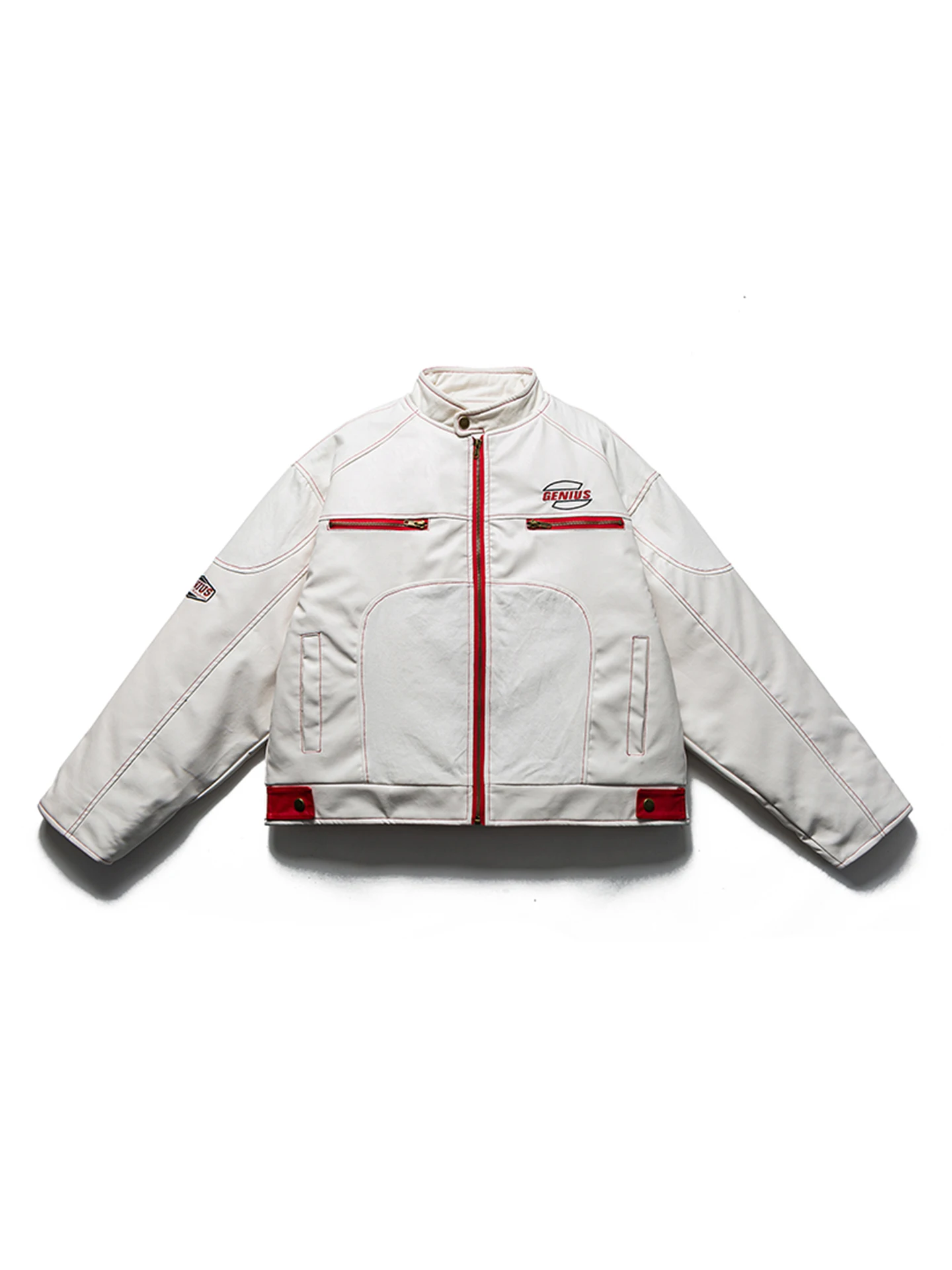 

Хлопковая куртка-бомбер в мотоциклетном стиле, свободного кроя, зимняя, молодежная, с популярным дизайном, из искусственной кожи, верхняя одежда