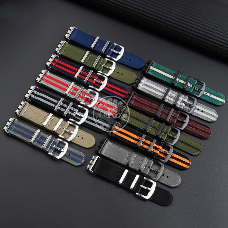17mm 19mm 21mm Nylon WatchBand For SWATCH YVS420 YVS454 YVS451 YVS400 YVB404 Watch Strap Soft Canvas Watch Chain Men Women