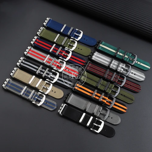 Imagen 2 del producto Correa de reloj de nailon de 17mm, 19mm y 21mm para SWATCH YVS420 YVS454 YVS451 YVS400 YVB404, cadena de reloj de lona suave para hombres y mujeres