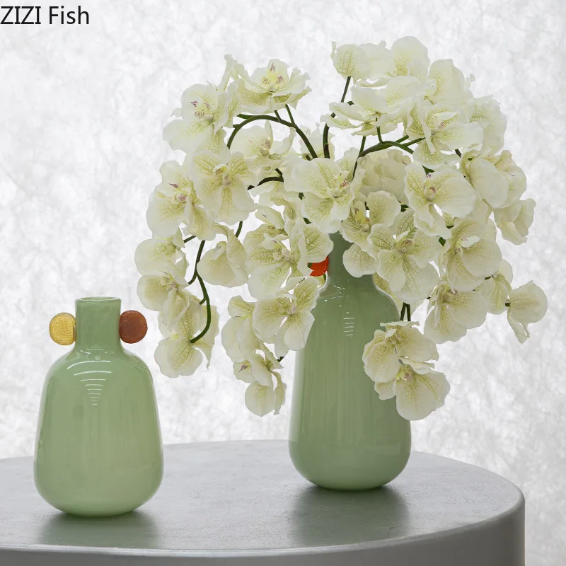 

Blue Green Glass Vase Colored Plant Pots Table Decoration Flowers Arrangement Candy Color Floral Vases Room Aesthetic Decor