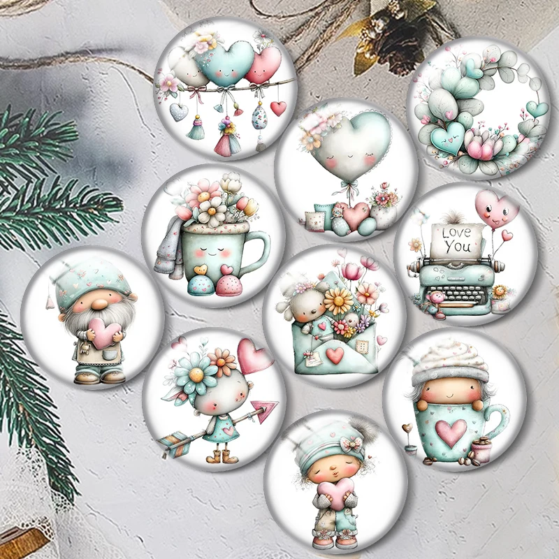 Whimsical Valentine 12/18/20/25mm Glass Cabochon Bracelet Pendant Rings for Jewelry Demo Earrings Back Making Findings