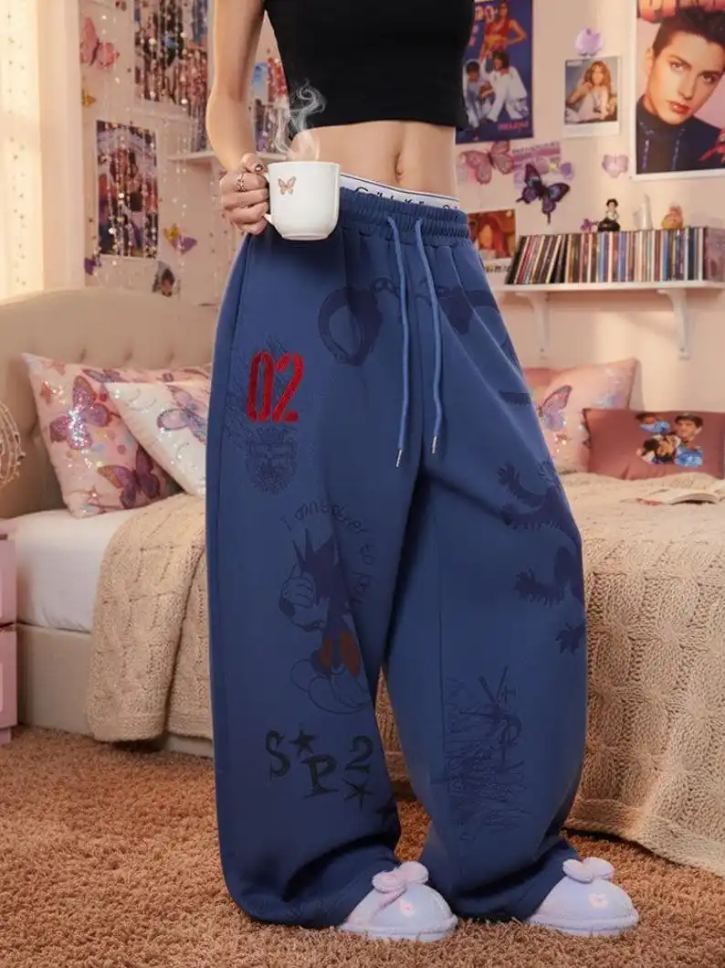 2026 Frühling Herbst Personalisierte Modische Y2k-Hosen Trendige Bedruckte Lose Damen-Freizeithosen – Detail 5