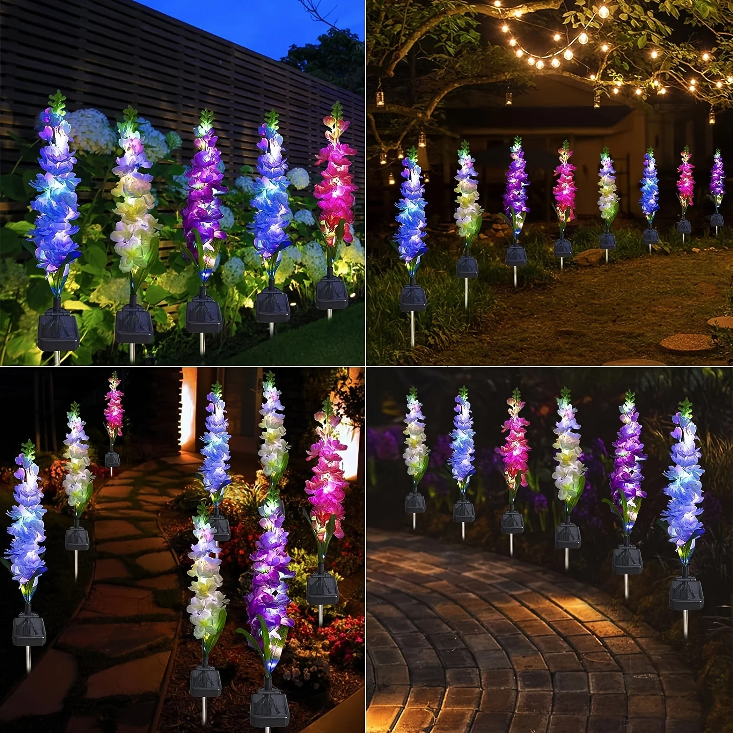 1pcs Solar Garden Lamp, Upgrade Delphinium Waterproof Solar Lantern, Has Two Lighting Modes Solar Outdoor Lamp Garden Decoration