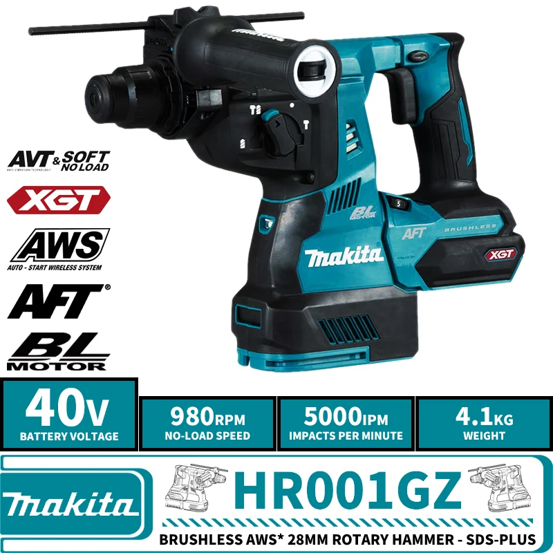 Makita HR001G Brushless Hammer Charging Concrete High Power Drill XGT AWS Three Function 40V Lithium Battery Electric Tool