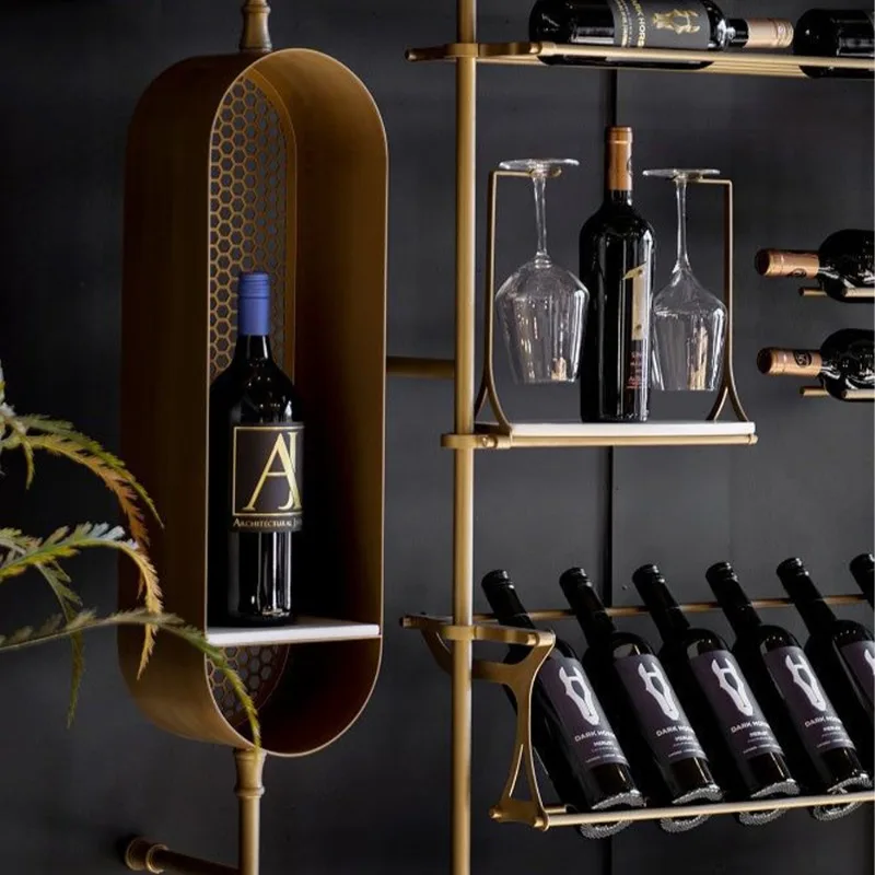 Metal bottle display bar cabinet bar cabinet wall-mounted wine rack wine rack display
