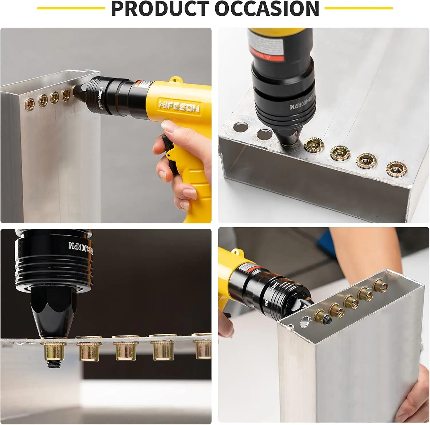 Pneumatic Rivet Nut Gun with 1/4 & 5/16 & 3/8 Self-Locking Head Gun,Quick-Change Mandrels,Industrial Grade Adjustable Speed Air