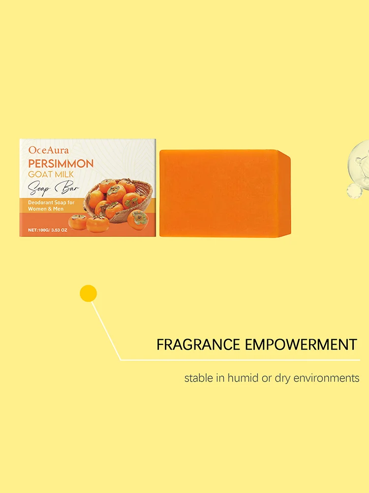 OceAura Persimmon & Goat Milk Nourishing Body Soap - Gentle Hydration, Deep Cleansing & Skin Revitalization  3.53oz