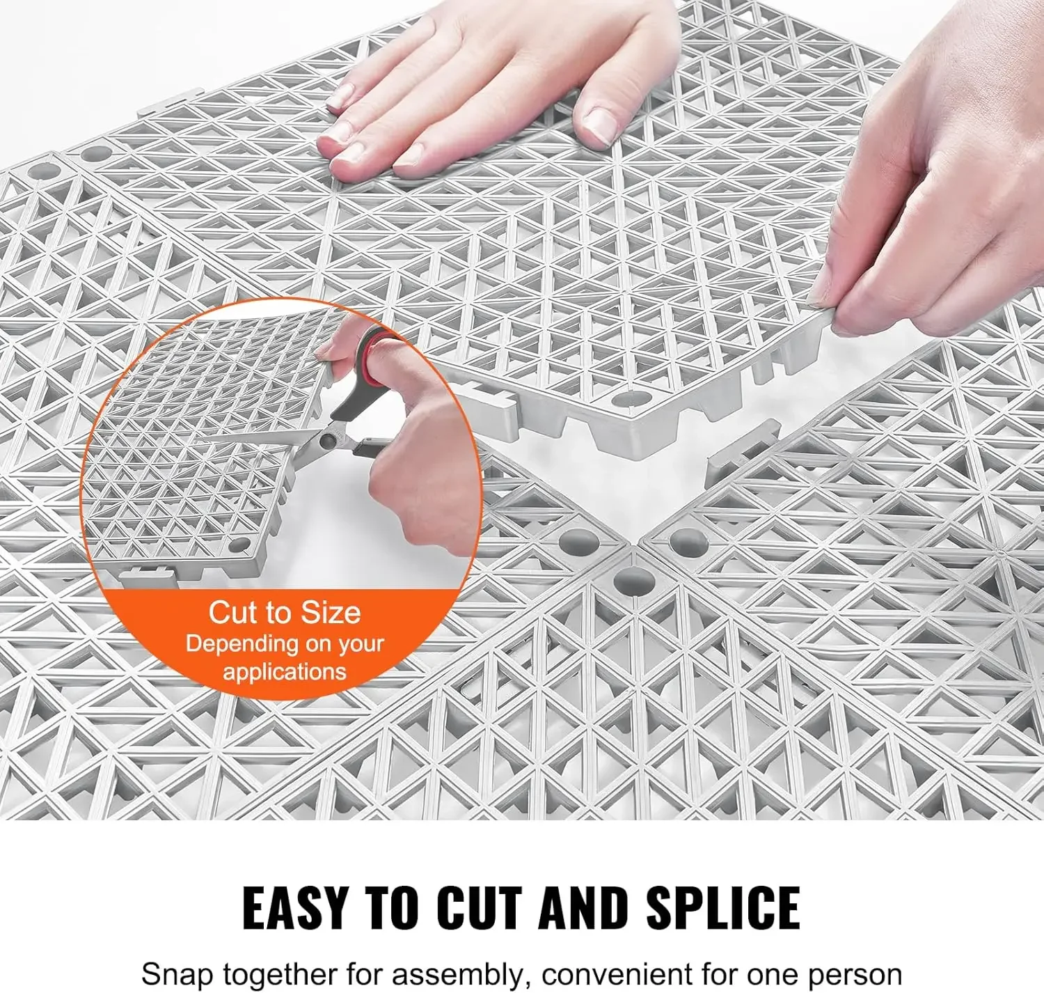 Interlocking Tile 50PCS Gray, Drainage Tiles 12" x 12" Splicing, Soft PVC Interlocking Drainage Floor Tiles