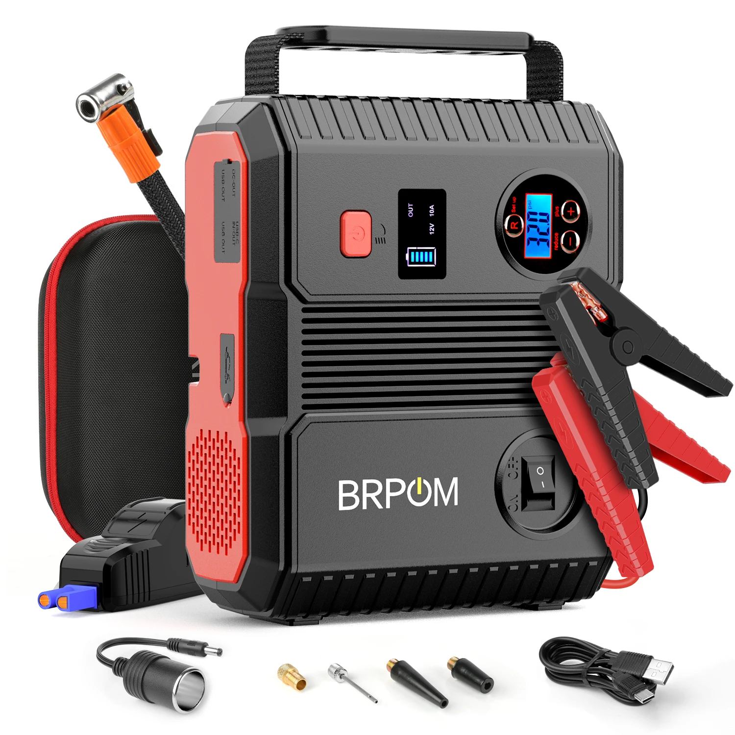 

24000 мАч BRPOM аварийные автомобильные стартеры и комплект воздушного компрессора