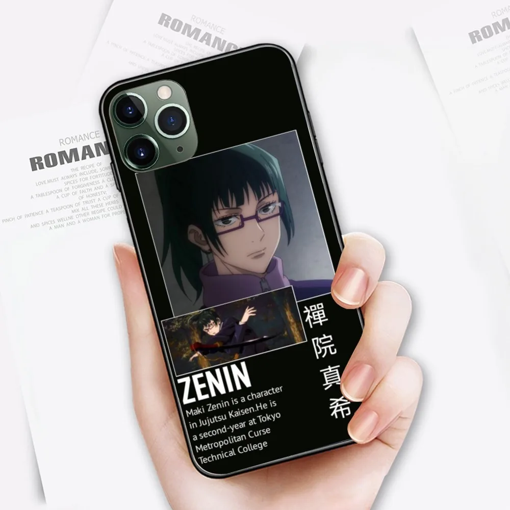 JJK Maki Zenin Mobile Cell Phone Case for iPhone 15 14 13 12 11 XS X 8 7 6 Plus Mini Pro Max SE 2022 Black Phone Cover Funda image 5