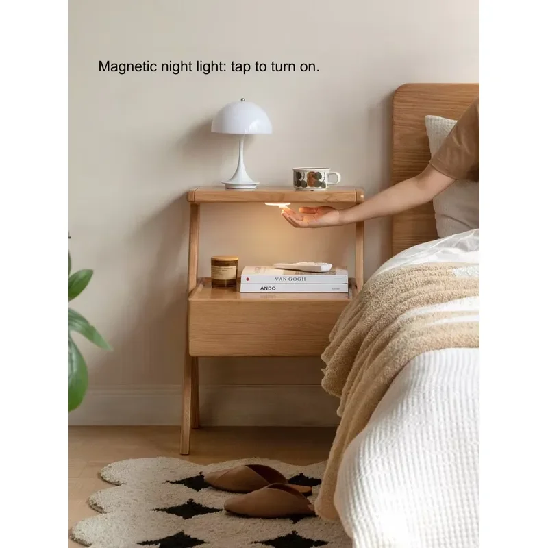 Solid Wood Bedside Table Storage Rack Integrated Household Bedroom Oak Bedside Cabinet Sofa Side Cabinet Several Side