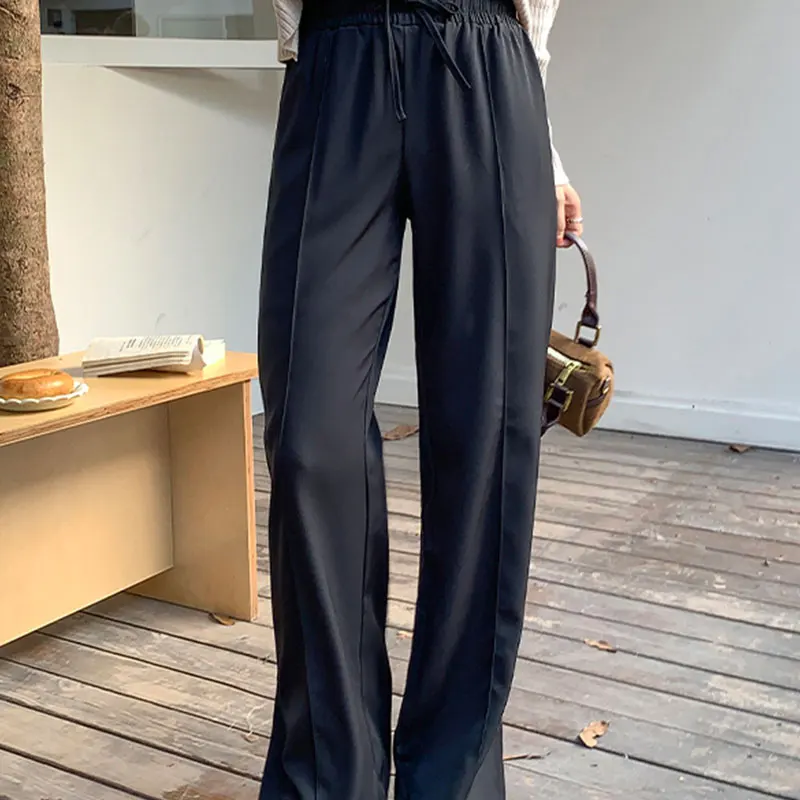 Elegant Fashion Harajuku Slim Fit Female Clothes Loose All Match Sport Casual Pants Solid High Waist Korean Version Trousers