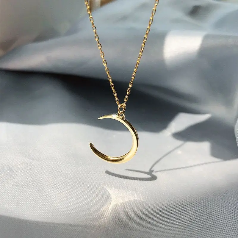 Stainless Steel Necklace New Fashion Moon Chain Pendant Simplicity Necklaces for Women Jewelry Accessories Party Charm Gifts