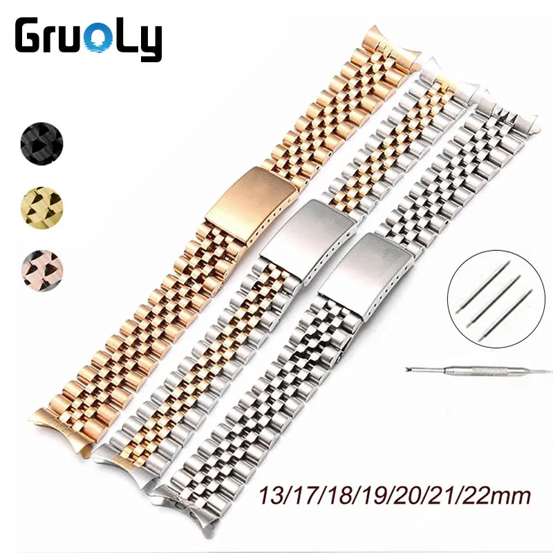 Cuved End Strap For Rolex Seiko Sostituisci cinturino da polso universale in acciaio inossidabile 13mm 17mm 18mm 19mm 20mm 21mm 22mm Cintura