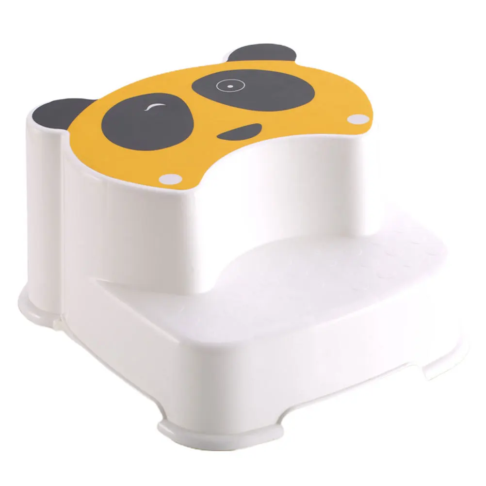 1 قطعة الاطفال المضادة للانزلاق خطوة الأصفر الكرتون الباندا تصميم غسل مسند القدم طبقة مزدوجة الارتفاع زيادة لمقعد الأطفال